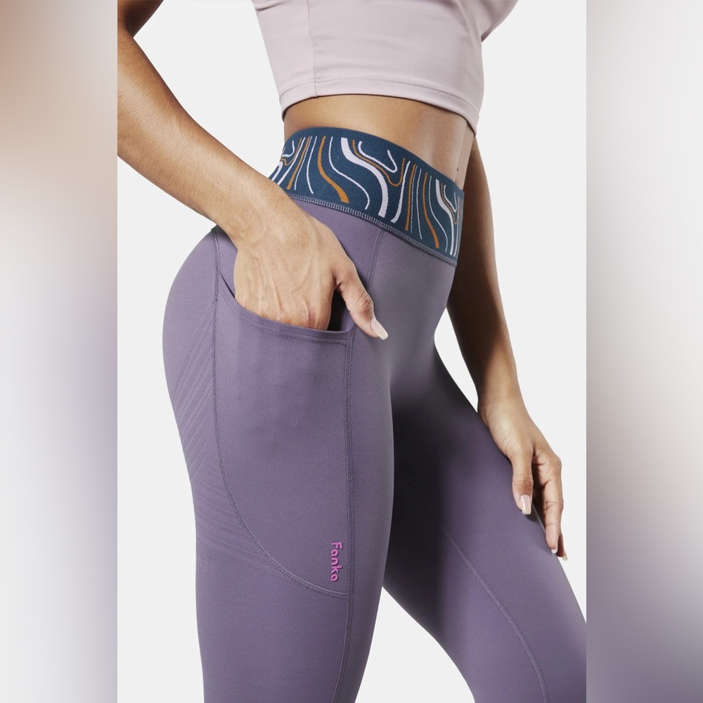 Fanka High-Waist Purple Leggings with Patterned Waistband